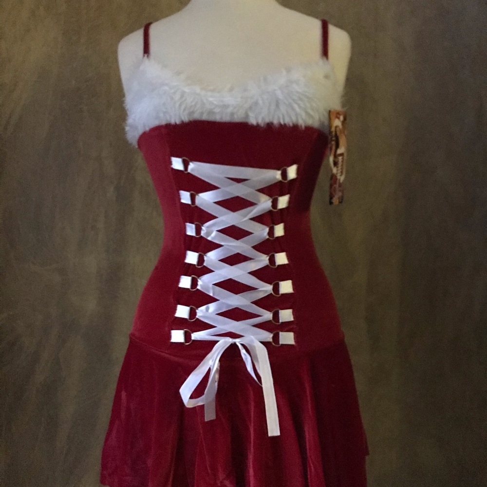 New Velvet Santa Corset Costume Dress